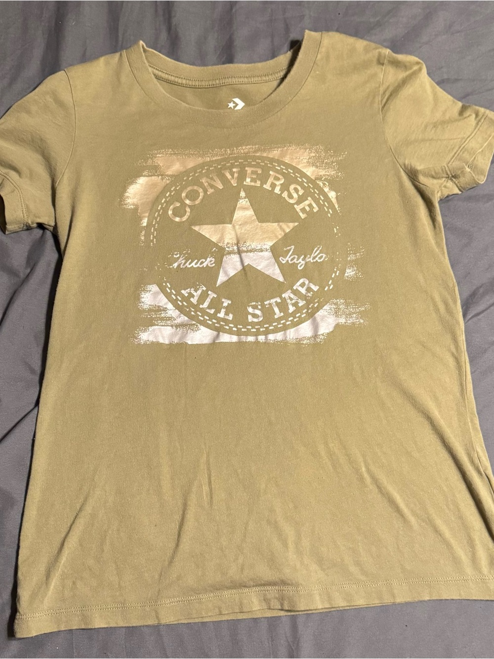 Converse Women’s Short Sleeve Tee in Olive Green with White Logo